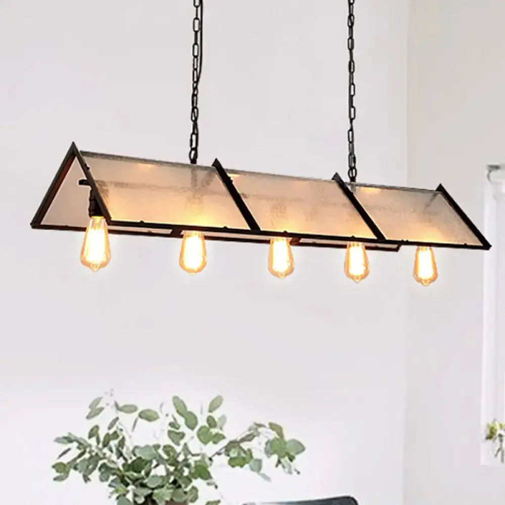 Industrial black island lamp with frosted glass – kitchen light