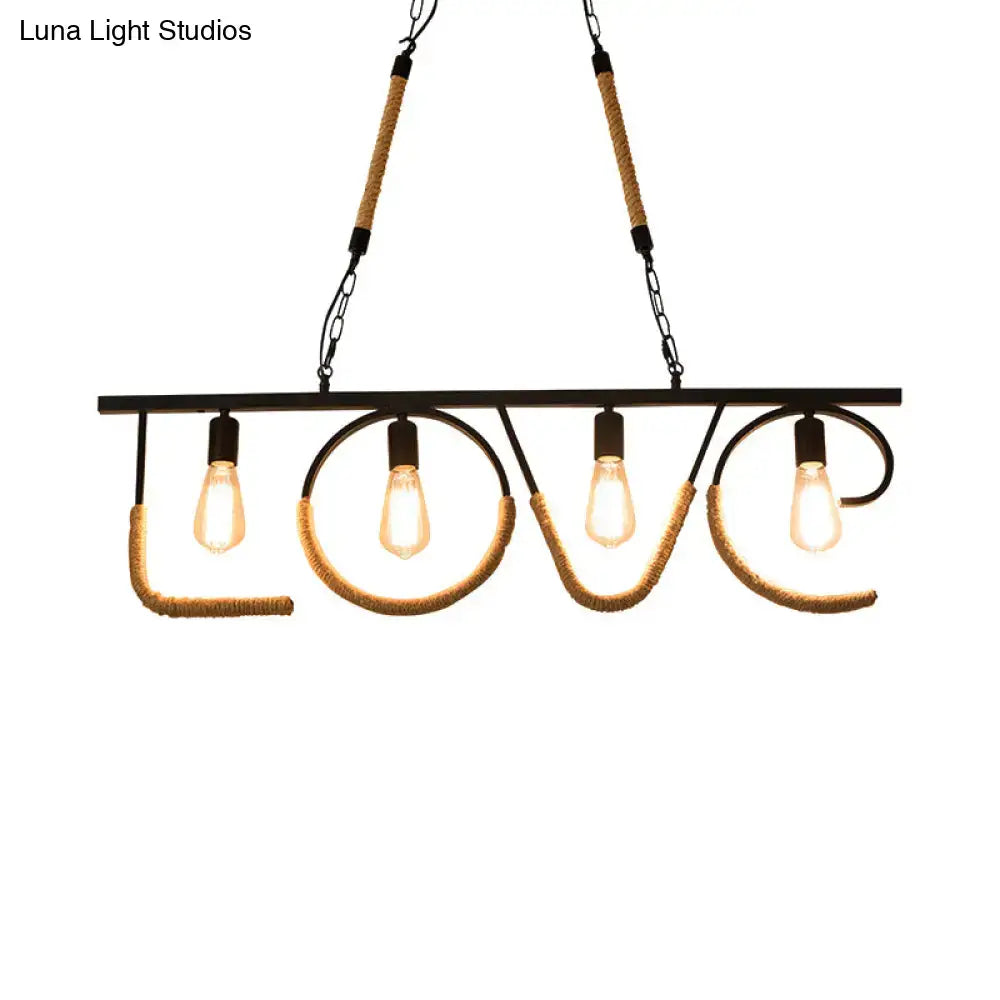 Industrial black metal and rope island lamp dining room love design