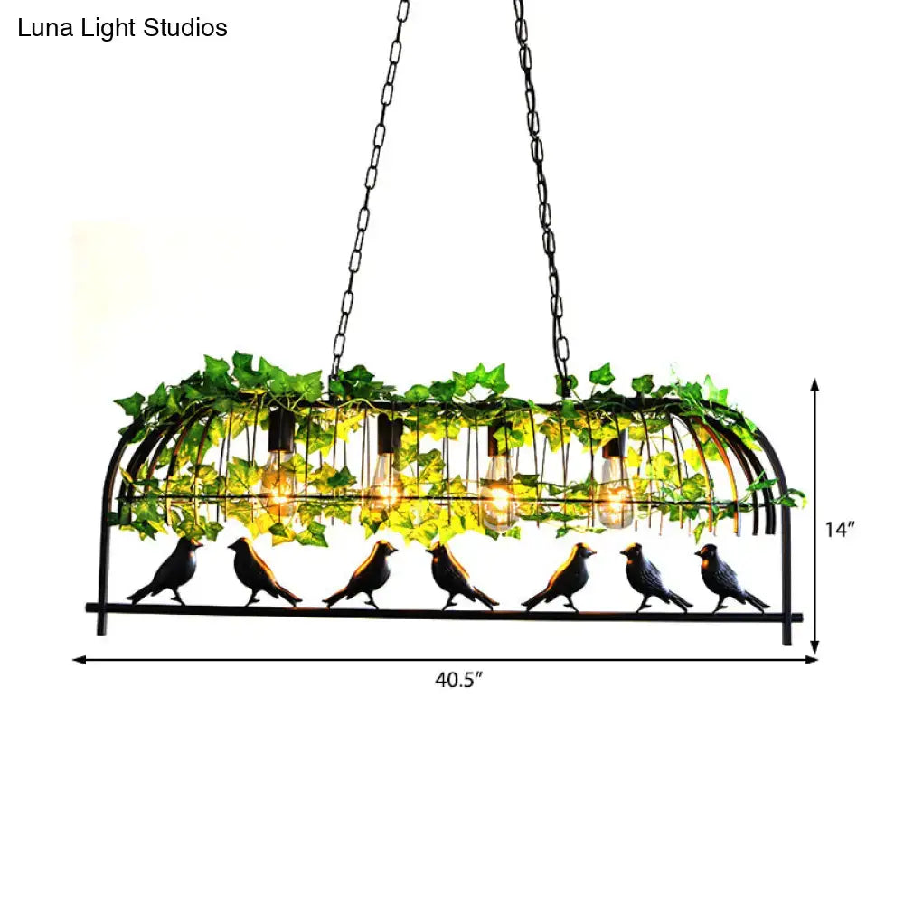 Industrial black metal bird cage dining room ceiling light