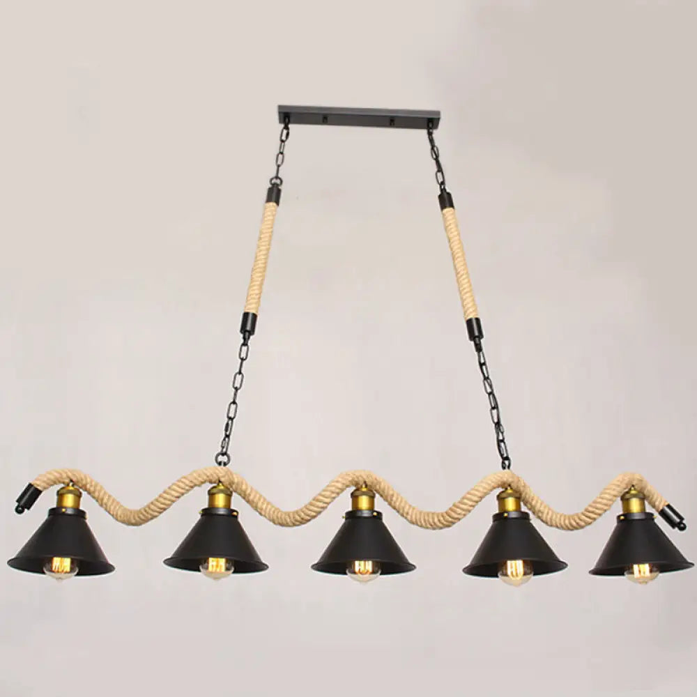 DecorBites™ Industrial Black Metal Island Chandelier Cage Restaurant Light Fixture