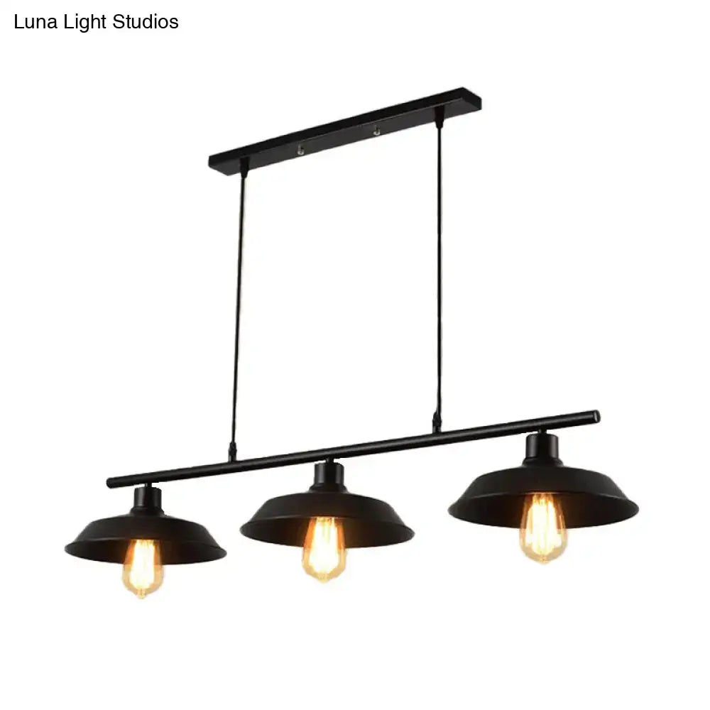 Industrial black metal island lamp dining room 3 light chandelier