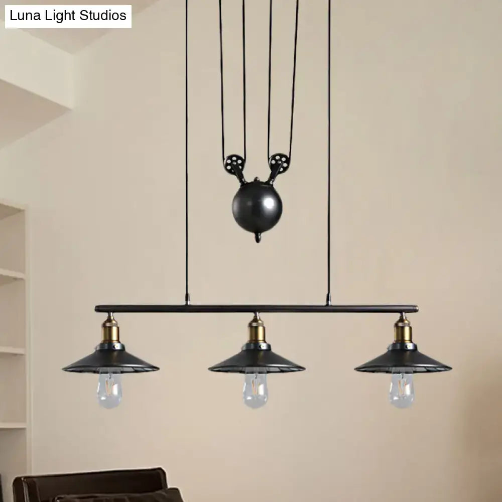 Industrial black metal saucer foyer island light kitchen ceiling light