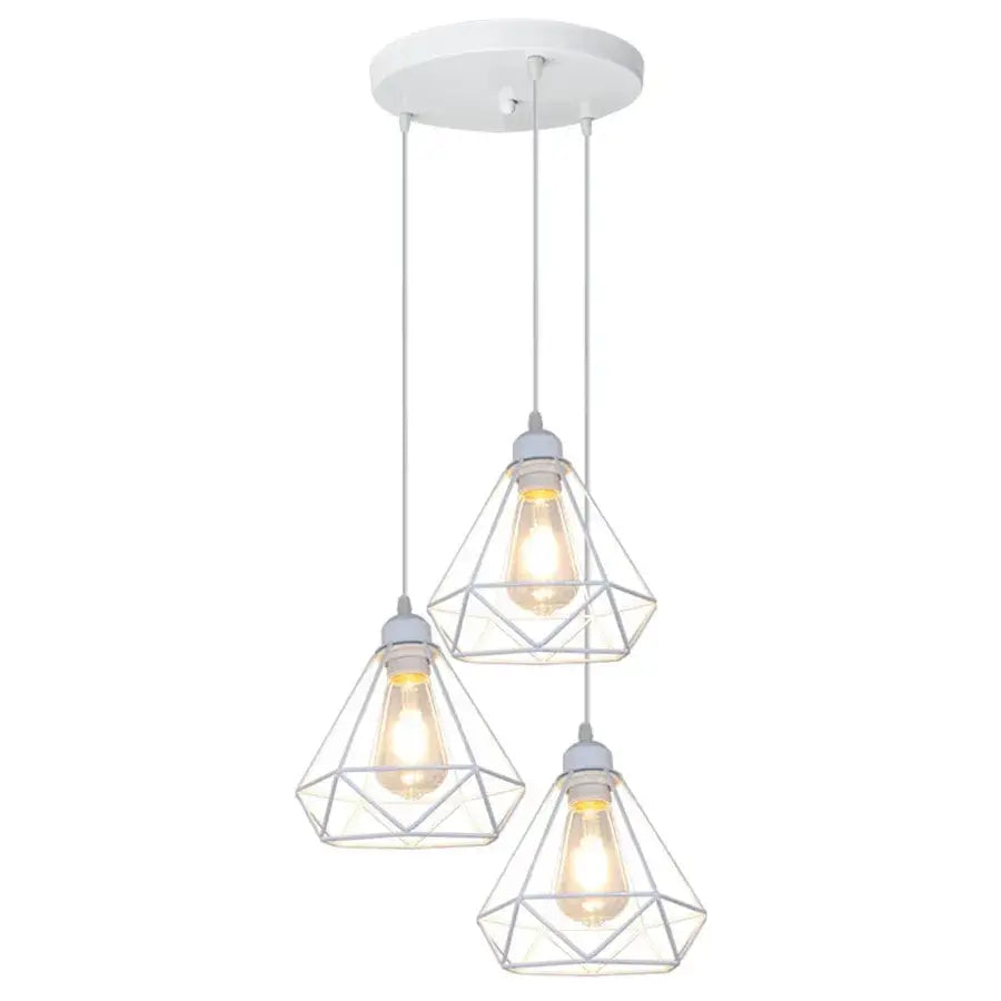 Industrial black & white diamond cage wrought iron pendant light kitchen