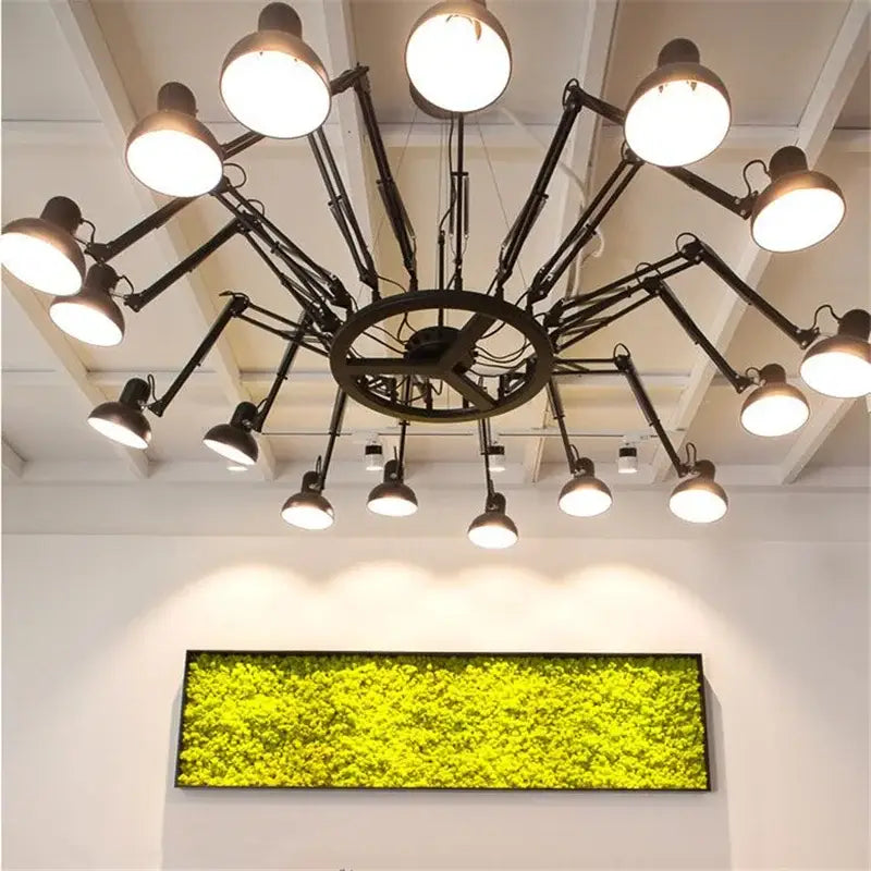 Industrial black & white spider ceiling lamp living room adjustable