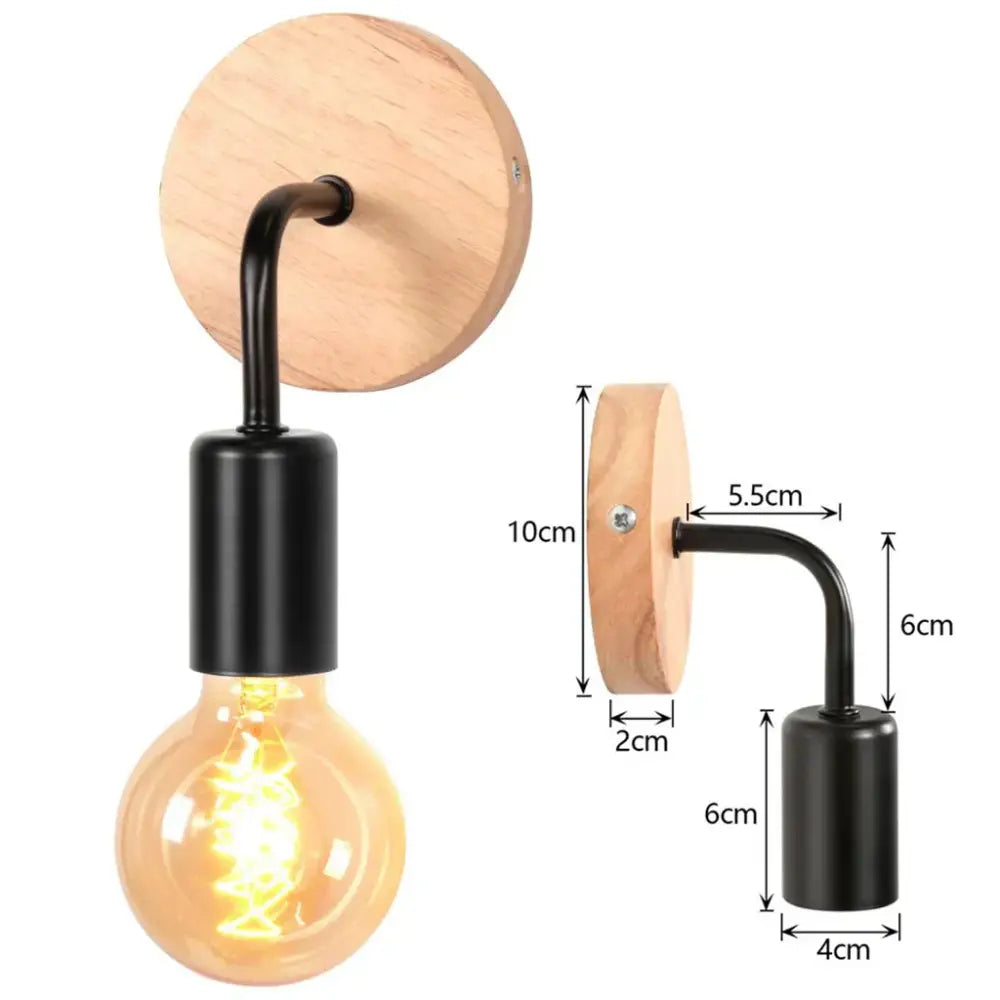 Industrial black & white wall light set bedroom wood sconces