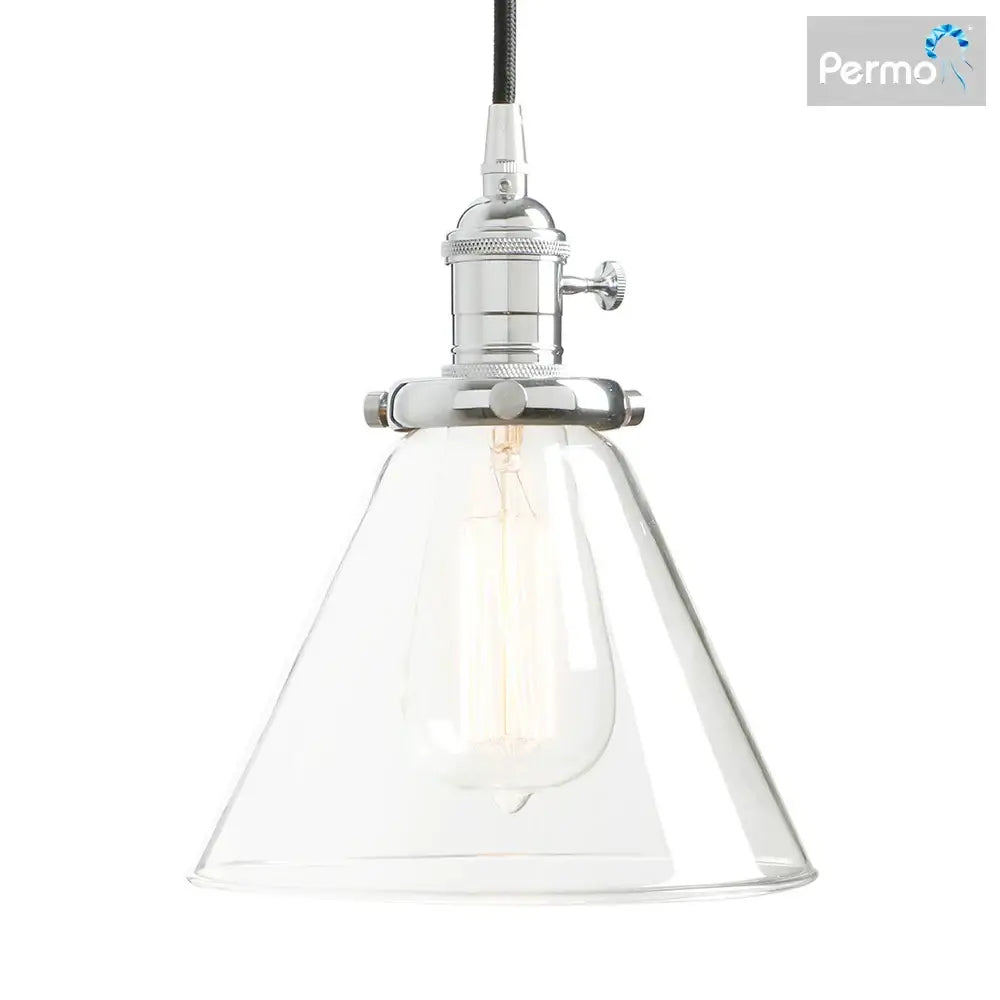 Industrial brass funnel flared glass pendant light kitchen fixture