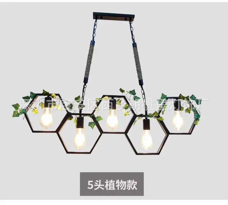 Industrial brass hexagonal pendant light – bar and restaurant dining