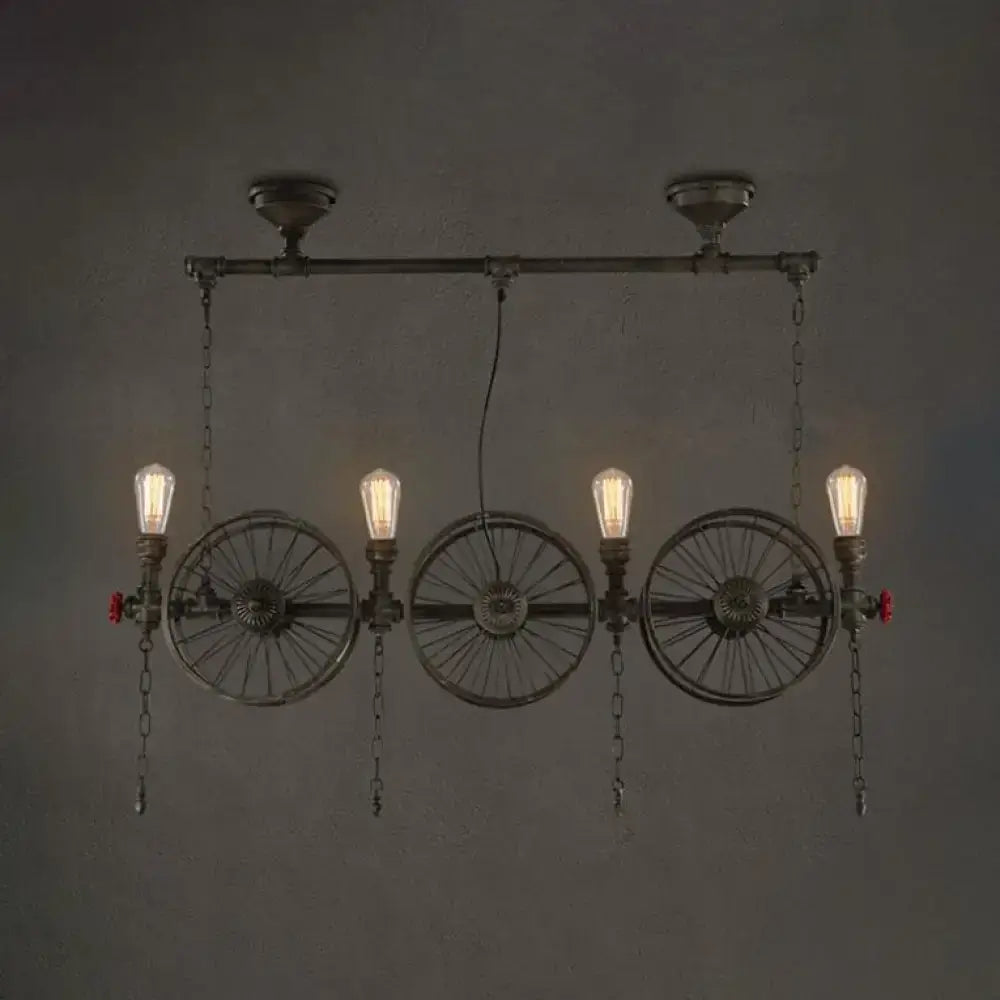 Industrial bronze island light with open bulb kitchen chandelier