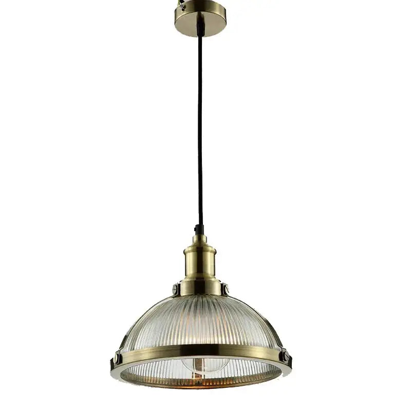 Industrial brushed nickel glass shade pendant light dining room