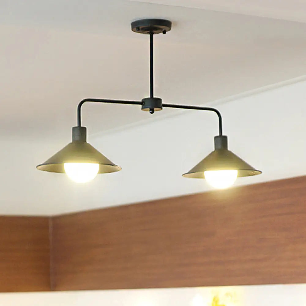 DecorBites™ Industrial Conic Pendant Light - Black/White, Stylish Metallic, 2 Heads with Angle Arm - Perfect for Kitchen Island Lighting