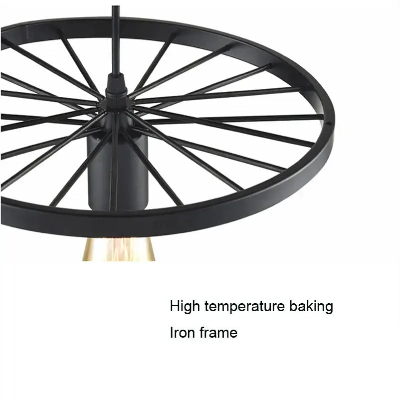 Industrial iron wheel chandelier black pendant light dining room