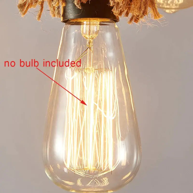 Industrial loft chandelier natural rope pendant light dining room