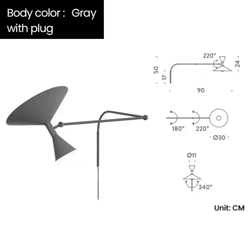 Industrial matte black rotatable wall sconce lamp bedroom