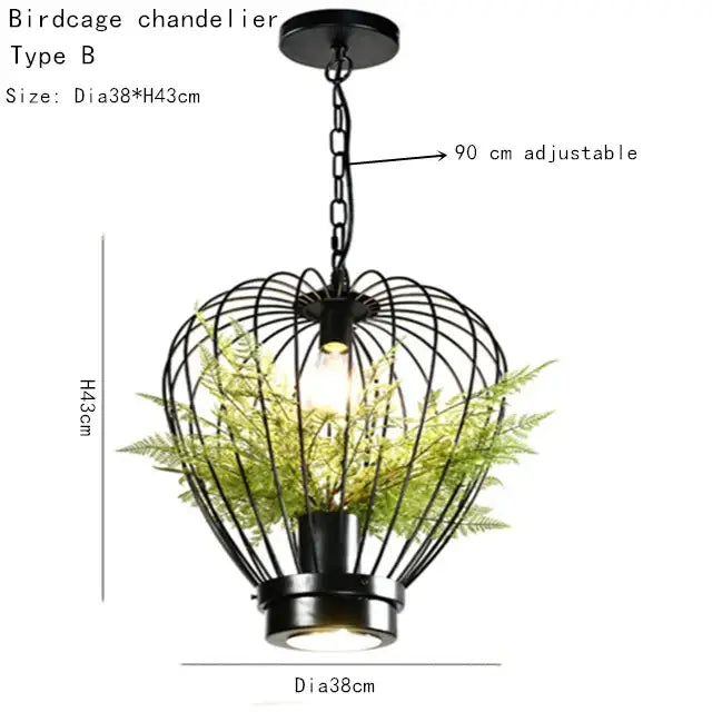 Industrial style planting black iron pendant lamp dining room