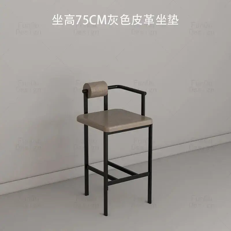 Industrial style white upholstered bar chair dining room high stool