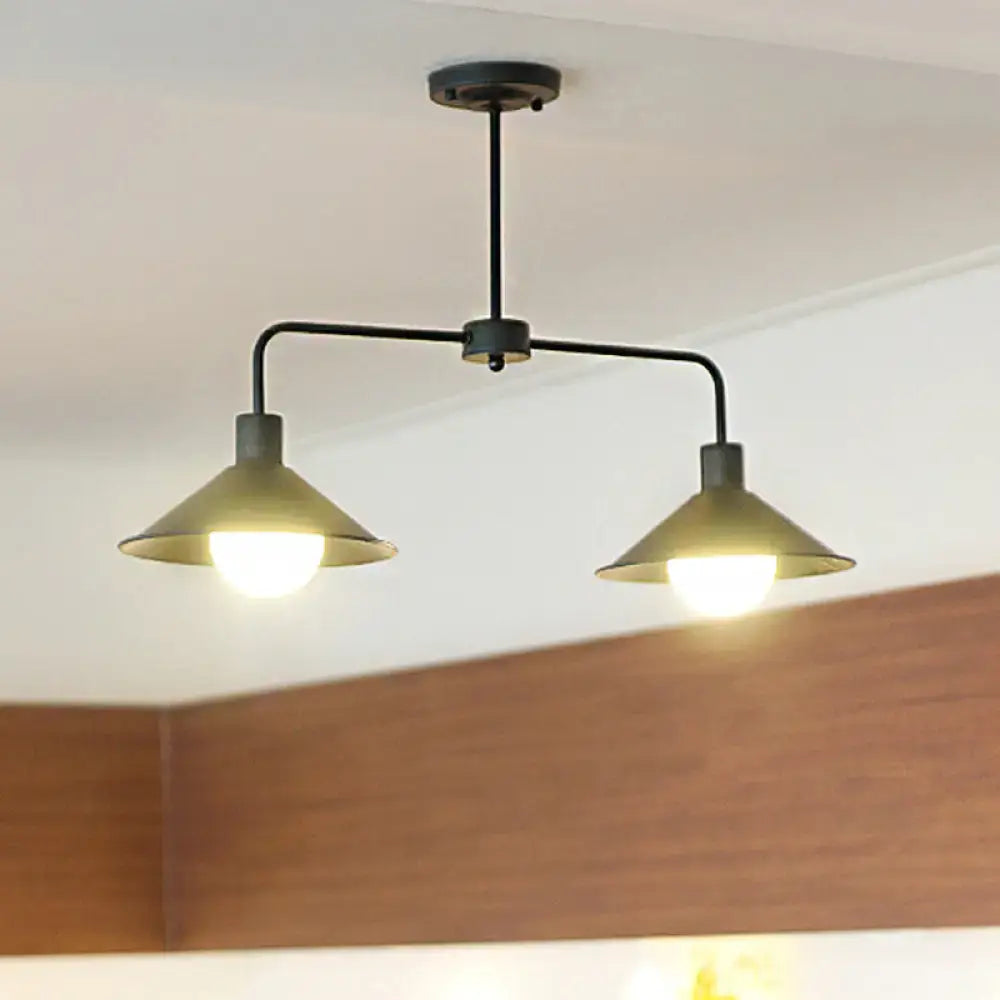 Industrial white & black conic pendant light – kitchen island fixture