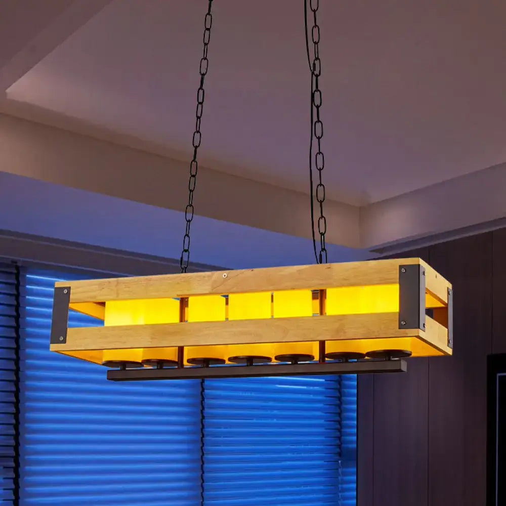 Industrial wooden island pendant ceiling light – kitchen fixture