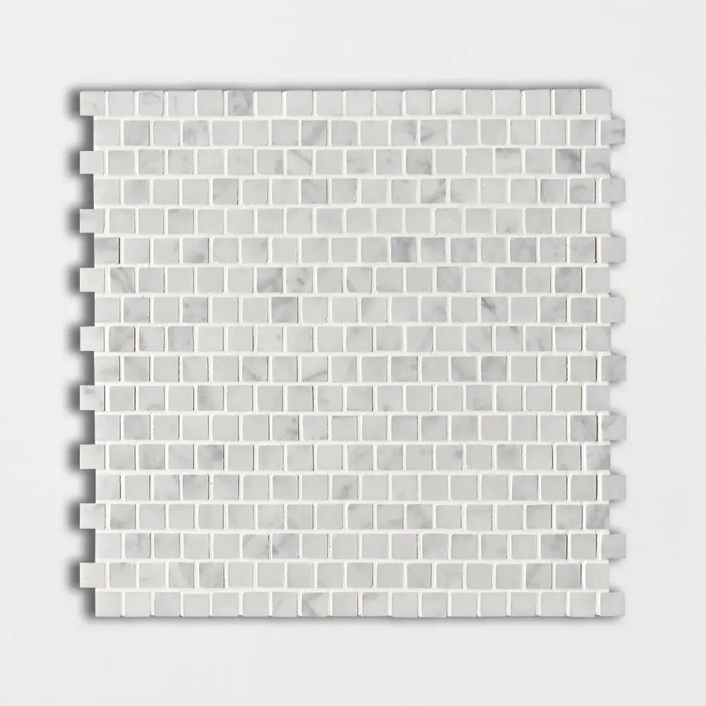 White Carrara Polished 5/8x5/8 Marble Mosaics 12x12