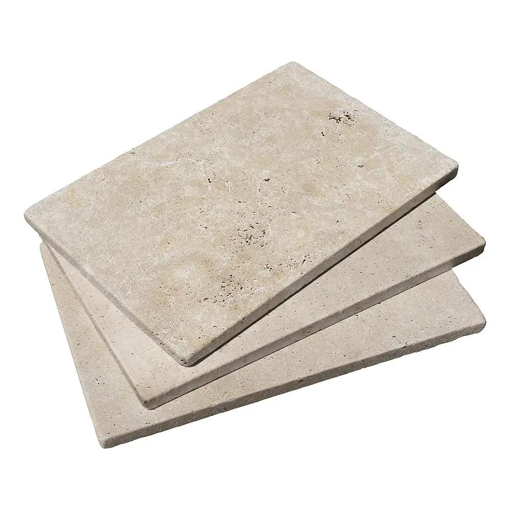 Ivory Honed Unfilled Bullnose Travertine Pool Coping 4x12, 2 in. Thick