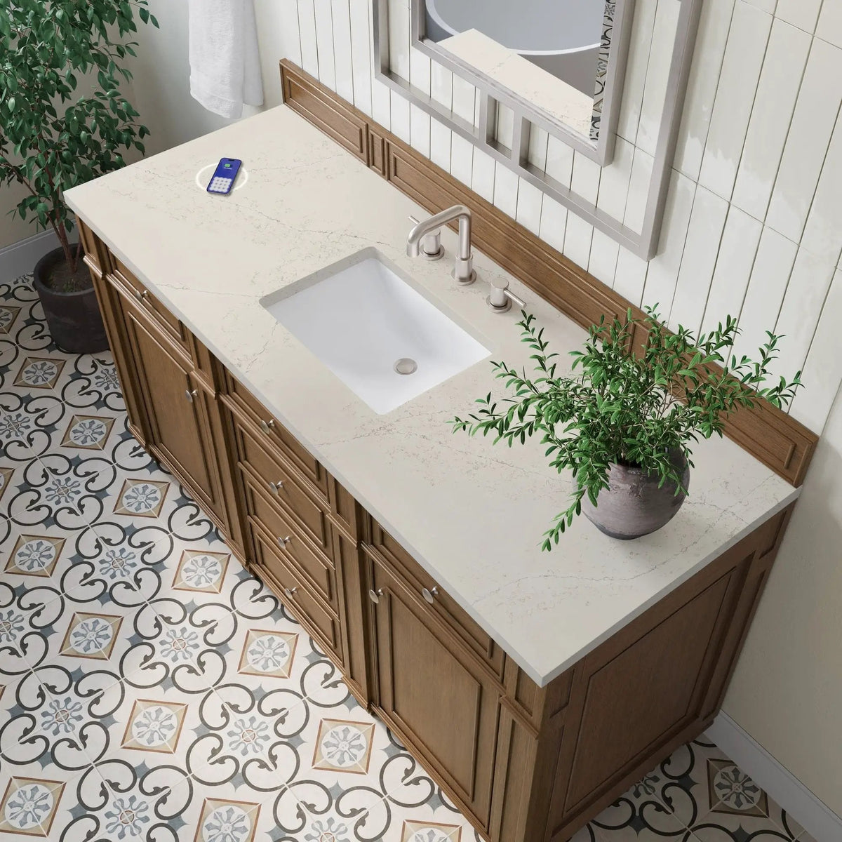 James Martin Bristol 60" Single Bathroom Vanity, Saddle Brown
