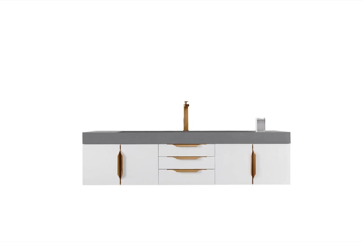 James Martin Mercer Island 72" Floating Single Bathroom Vanity, Glossy White