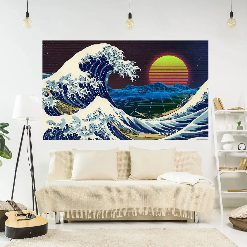 Japanese great wave kanagawa tapestry bedroom wall hanging