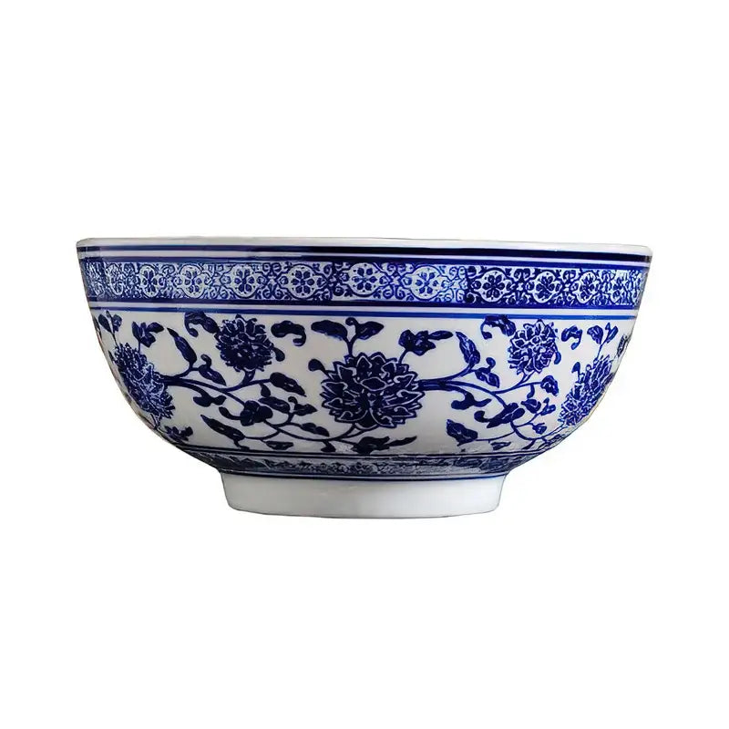 Japanese style blue & white ceramic noodle bowl dining room set of 3