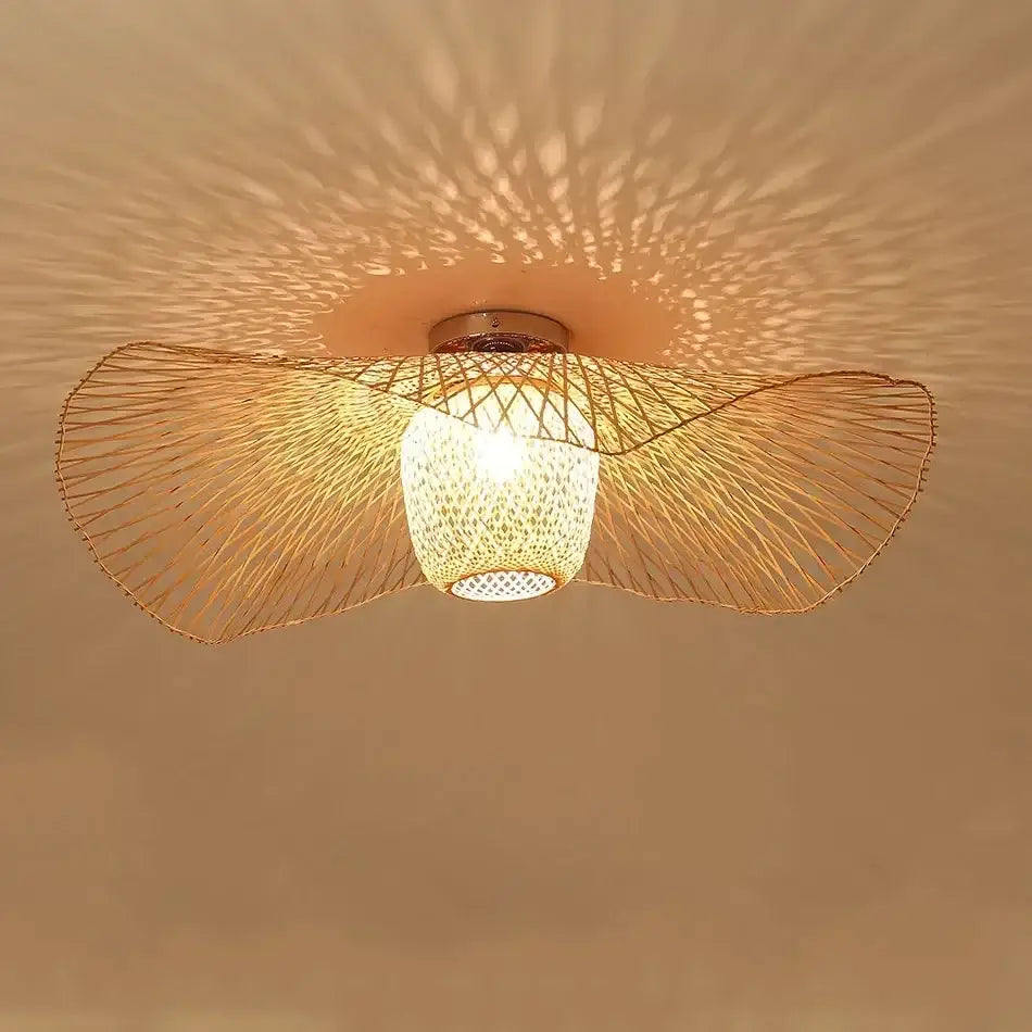 Japanese woven wave bamboo pendant chandelier dining room light