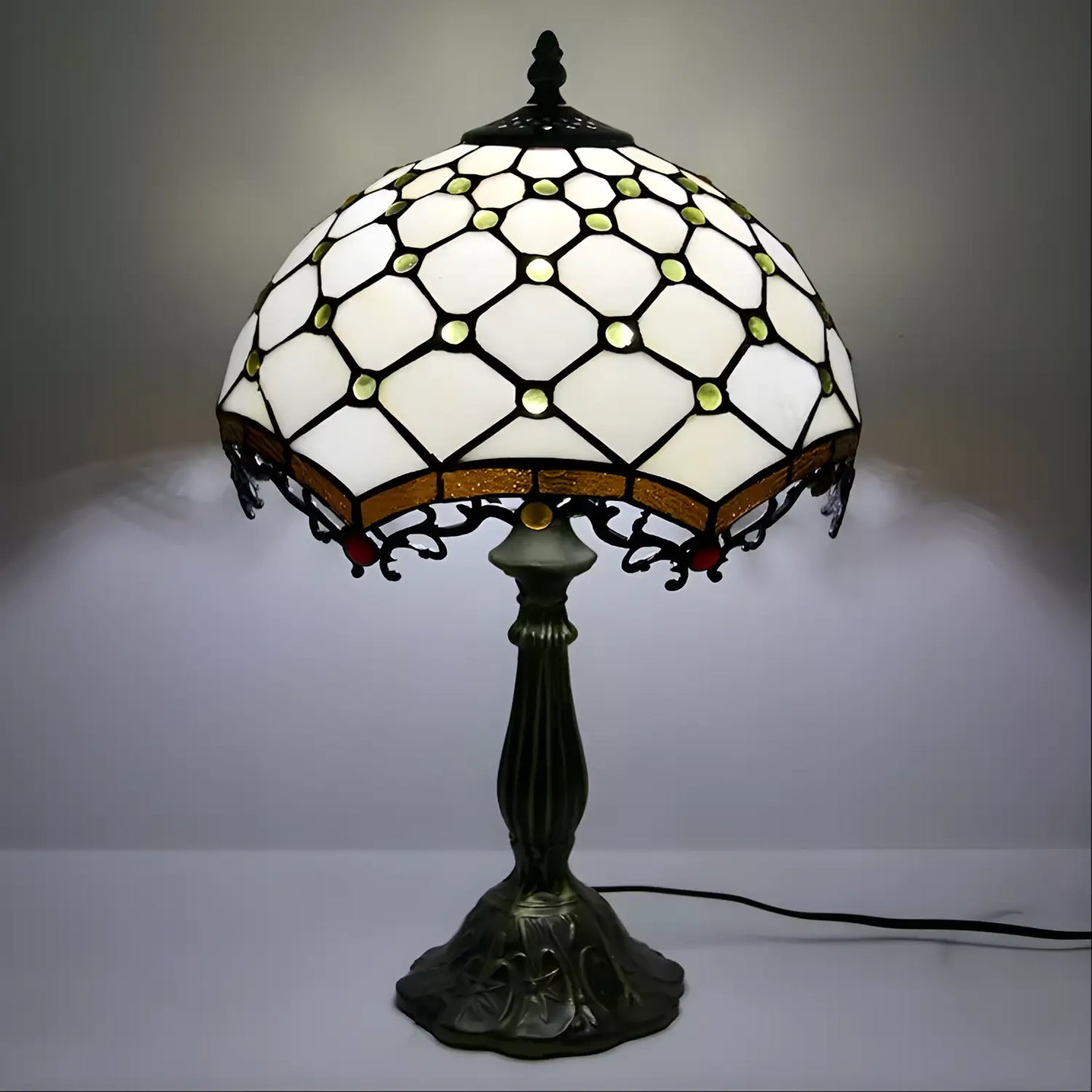 Jewel Roman Tiffany-Style Lamp Antique | Glass Tabletop