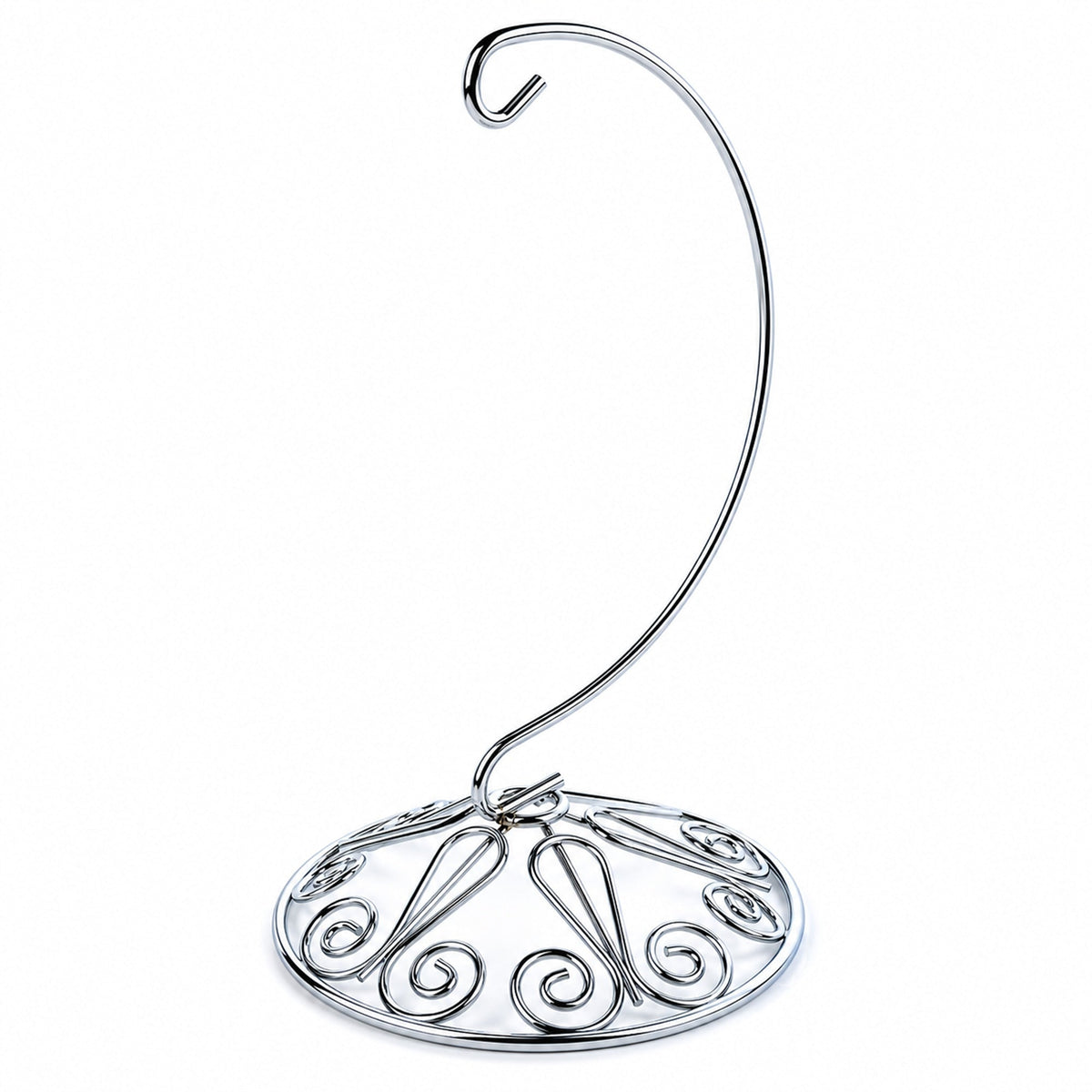 Curved Silver Wire Swirl Base Ornament Stand Display 7 Inches (Taiwan)