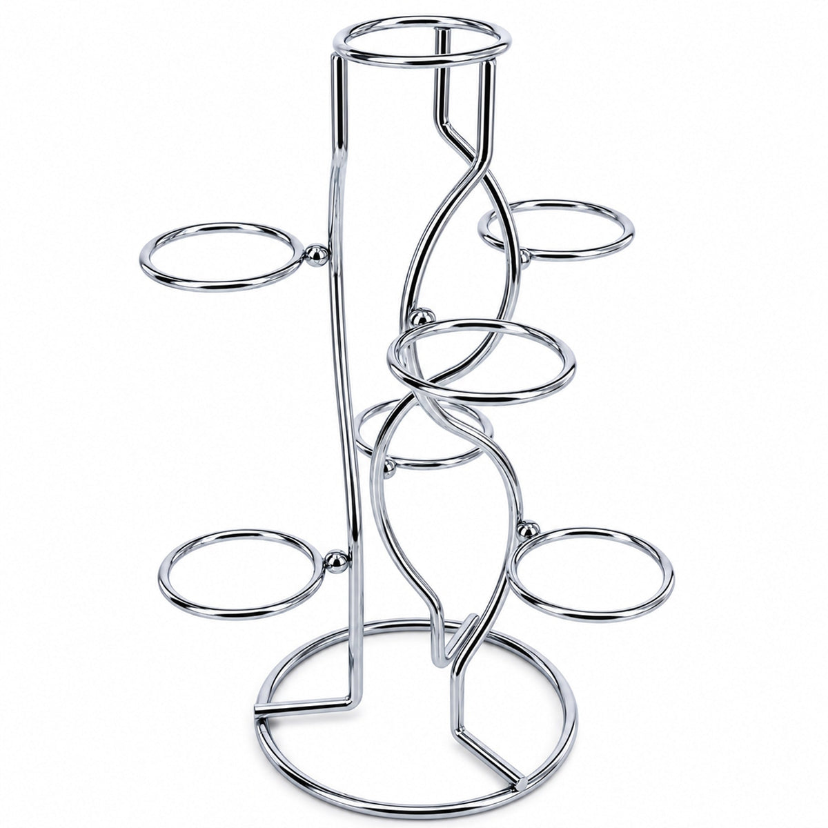 7-Ring 3-Tier Silver Wire Metal Sphere Crystals Egg Stand Holder Display 7.4 Inches (Taiwan)