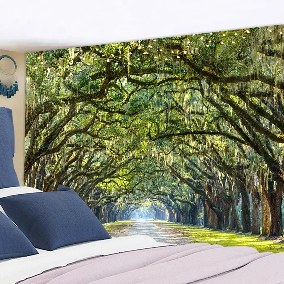 Jungle path mandala tapestry ancient oak bedroom wall hanging