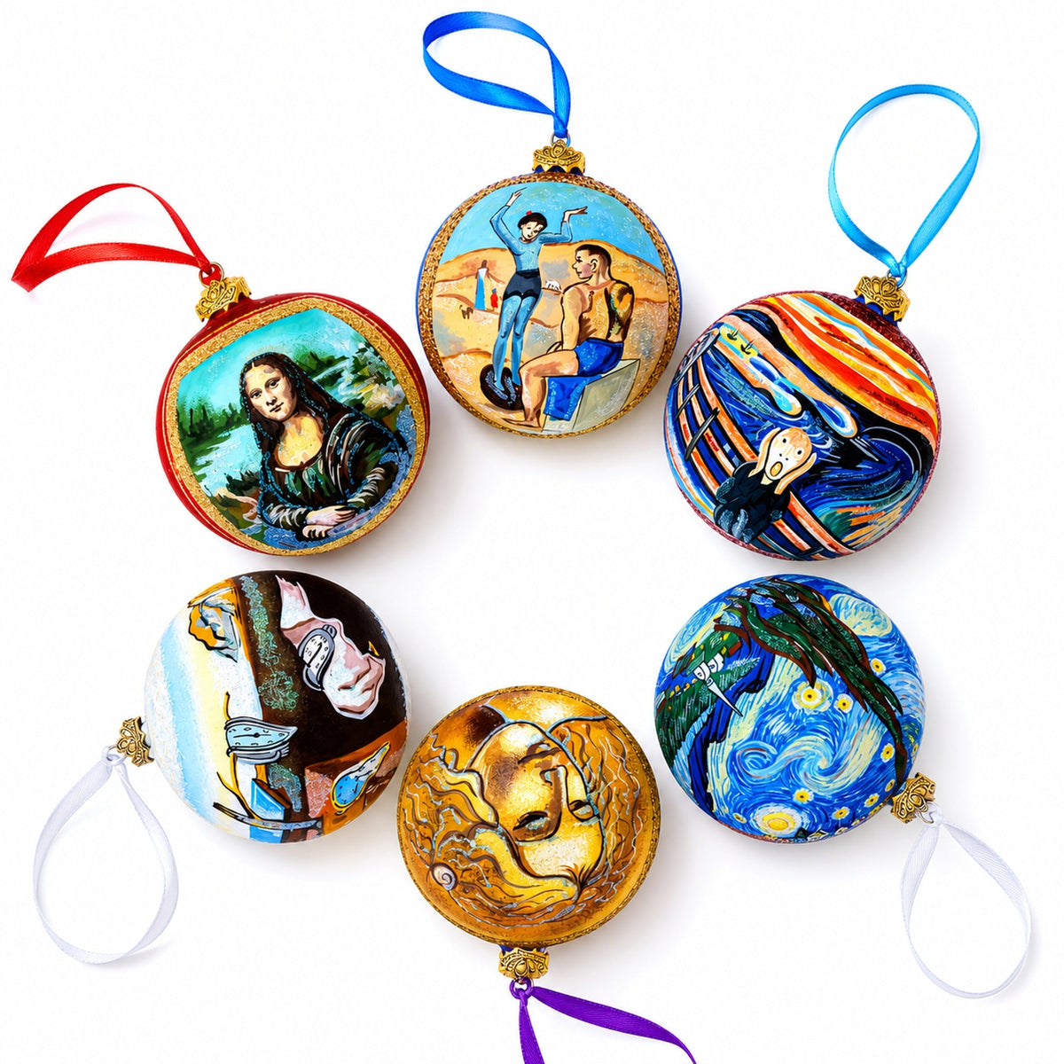 Leonardo Da Vinci's 'Head of A Woman' Glass Ball Christmas Ornament 4 Inches