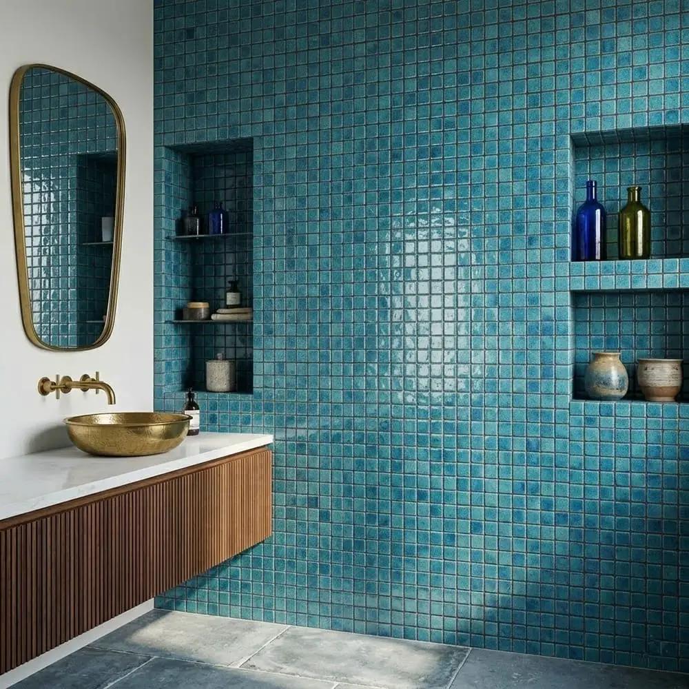 Lagoon Glossy 1x1 Ceramic Mosaics 12x12