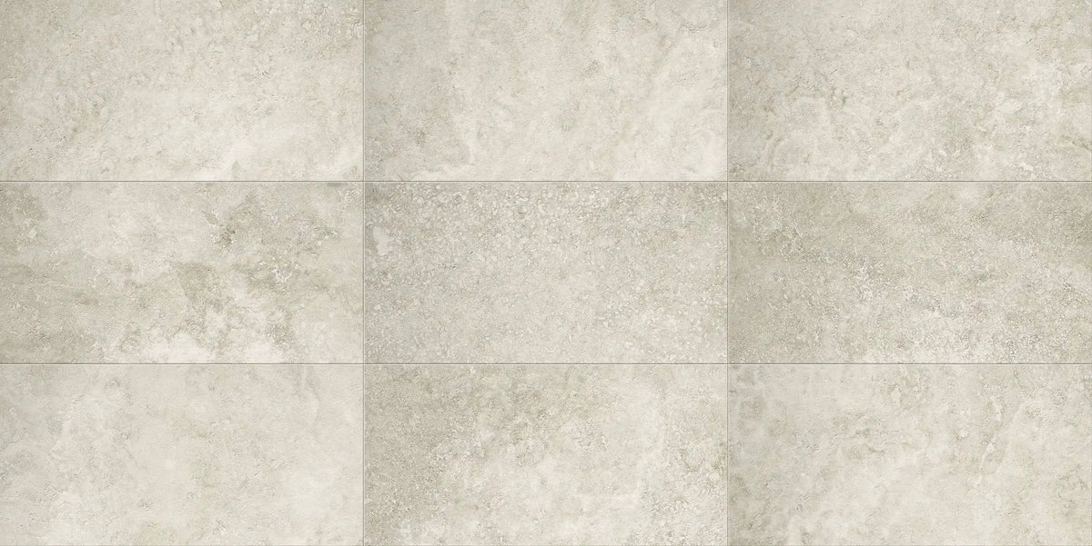 Trail Cross Cut Grey Travertine Look Porcelain Tiles 12x24
