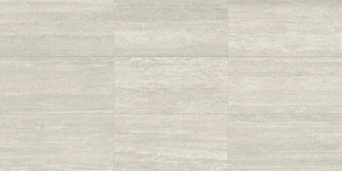 Trail Vein Cut Grey Herringbone Travertine Look Porcelain Mosaics 12x12