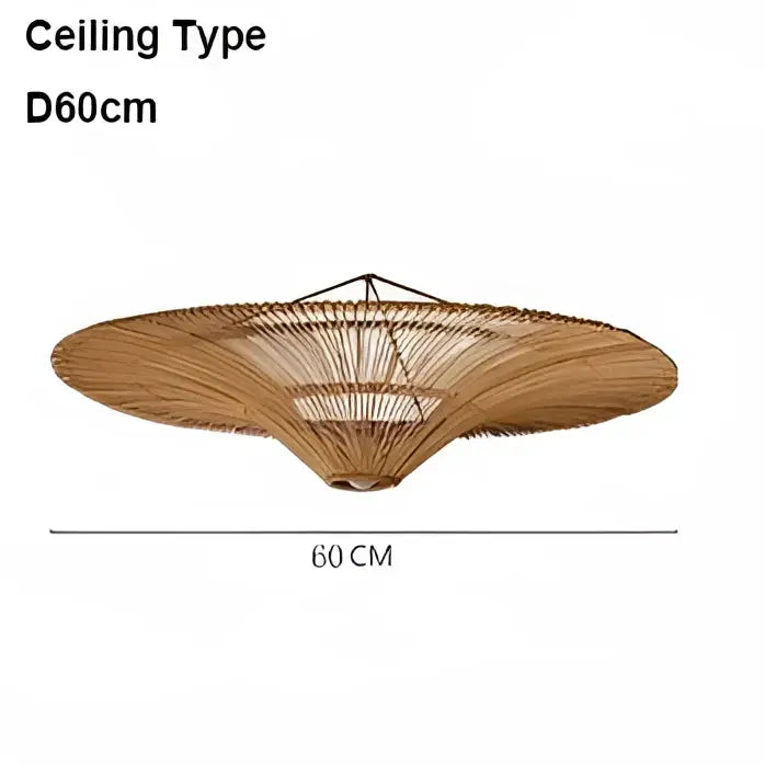Large beige fan woven rattan pendant light for dining room