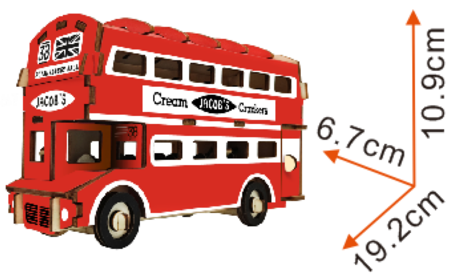 London Double Decker Bus Wooden Model Kit 94 Piece Display