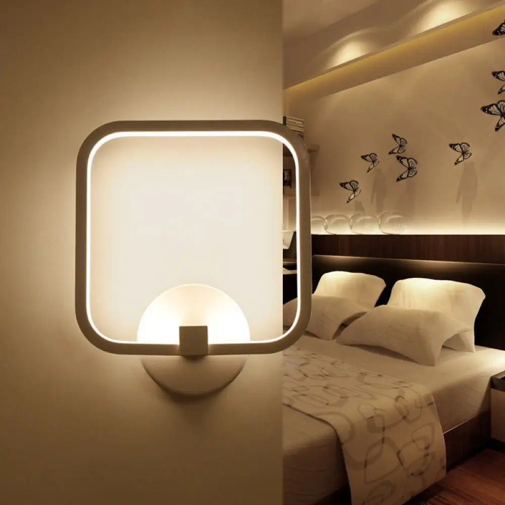 DecorBites™ LED Bedside Wall Light White Sconce with Square Acrylic Shade - Choose Your Light Tone