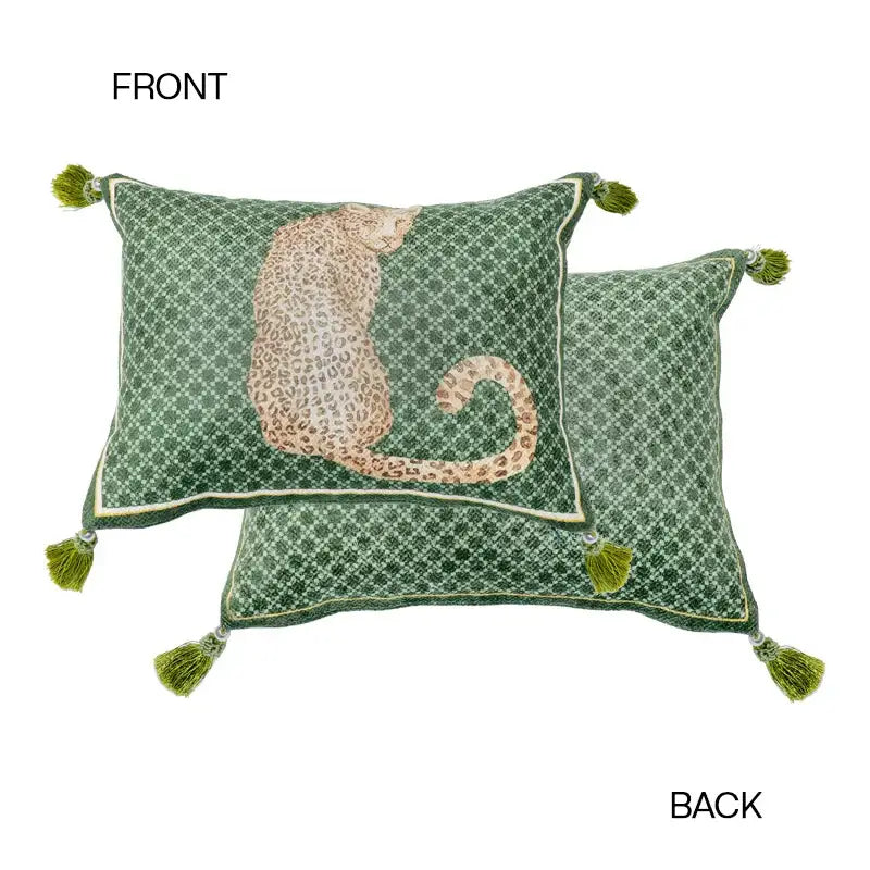 Leopard decorative cushion cover green & yellow living room pillow