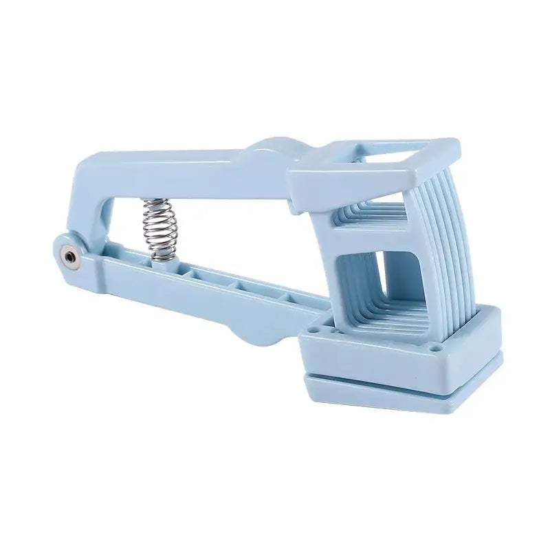 Light blue spring loaded garlic press slicer – kitchen tool