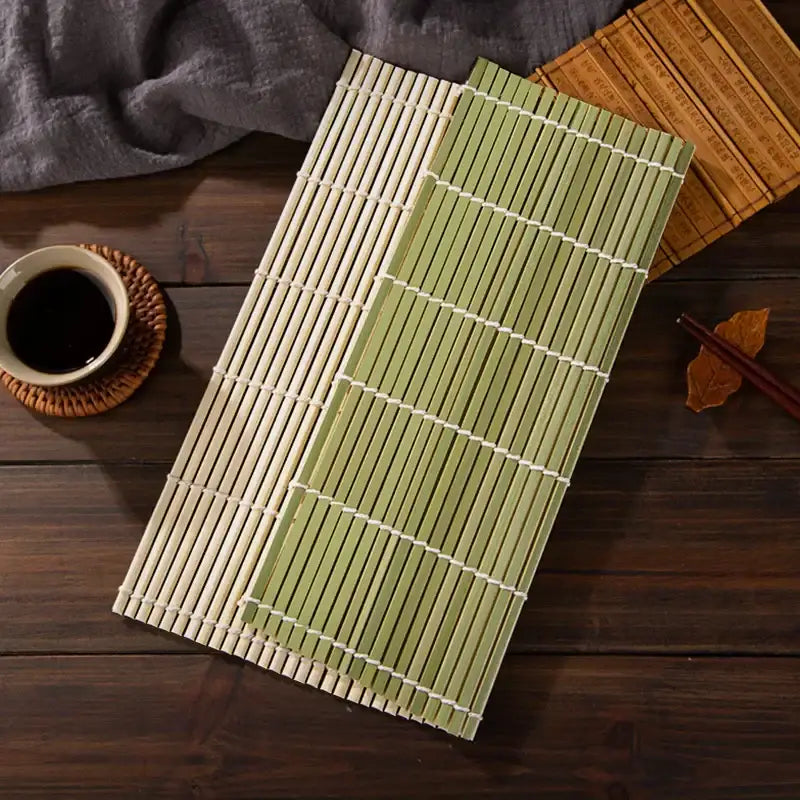 Light green bamboo sushi rolling mat set kitchen diy tool