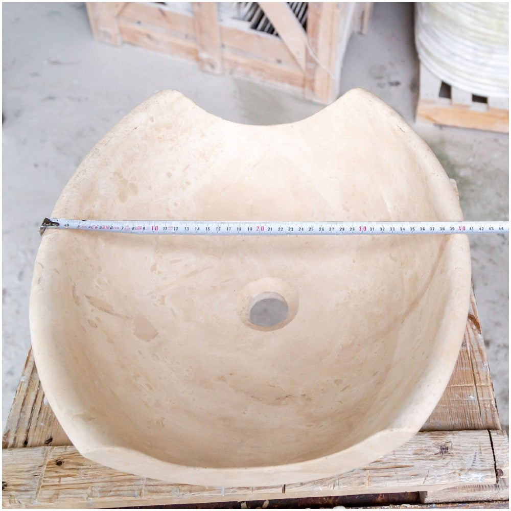Light Beige Travertine Natural Stone Special Bowl Vessel Sink (W)16" (L)16" (H)6"