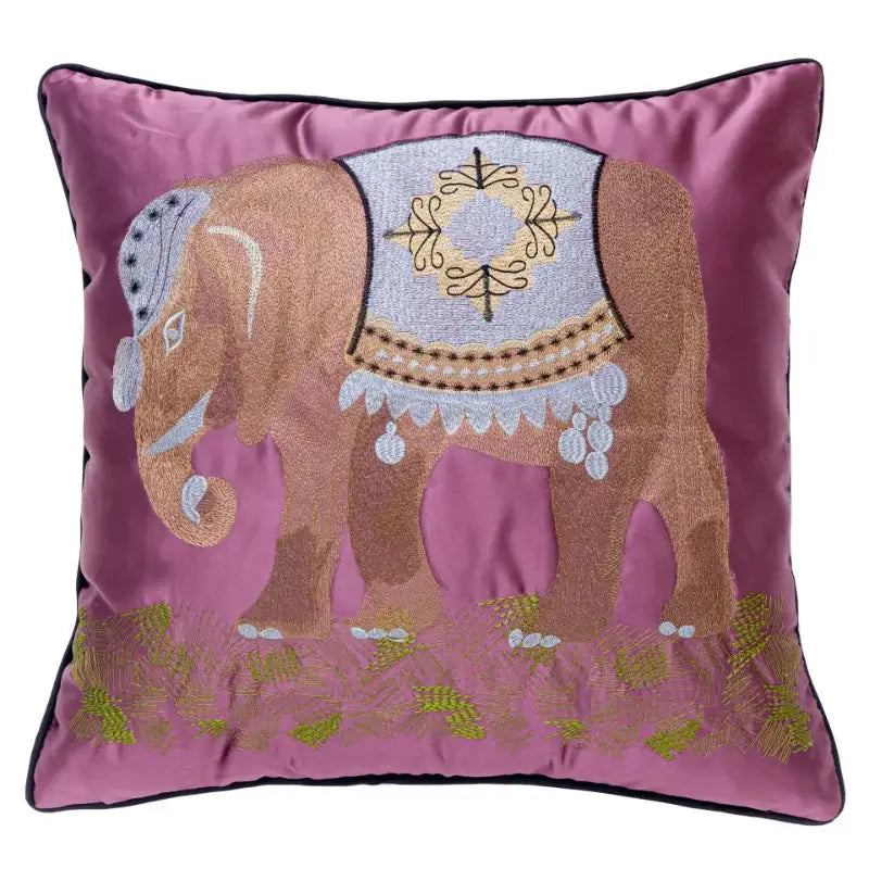 Lime green satin elephant embroidery sofa cushion cover living room