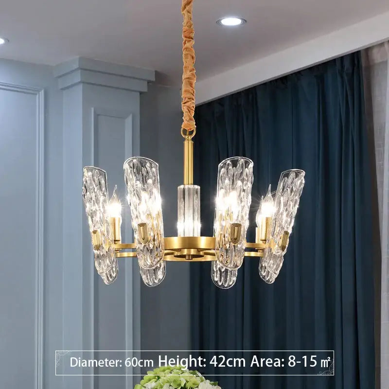Luxe gold glass led ceiling chandelier for living room