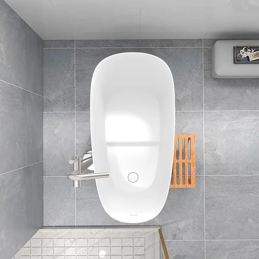 Alora Luxury 47-Inch Freestanding Japanese-Styled Deep Stone Soaking Bathtub Resin, White (SAK57314)