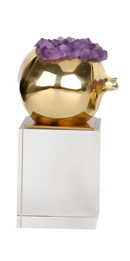 Luxury brass and purple crystal pomegranate living room ornament