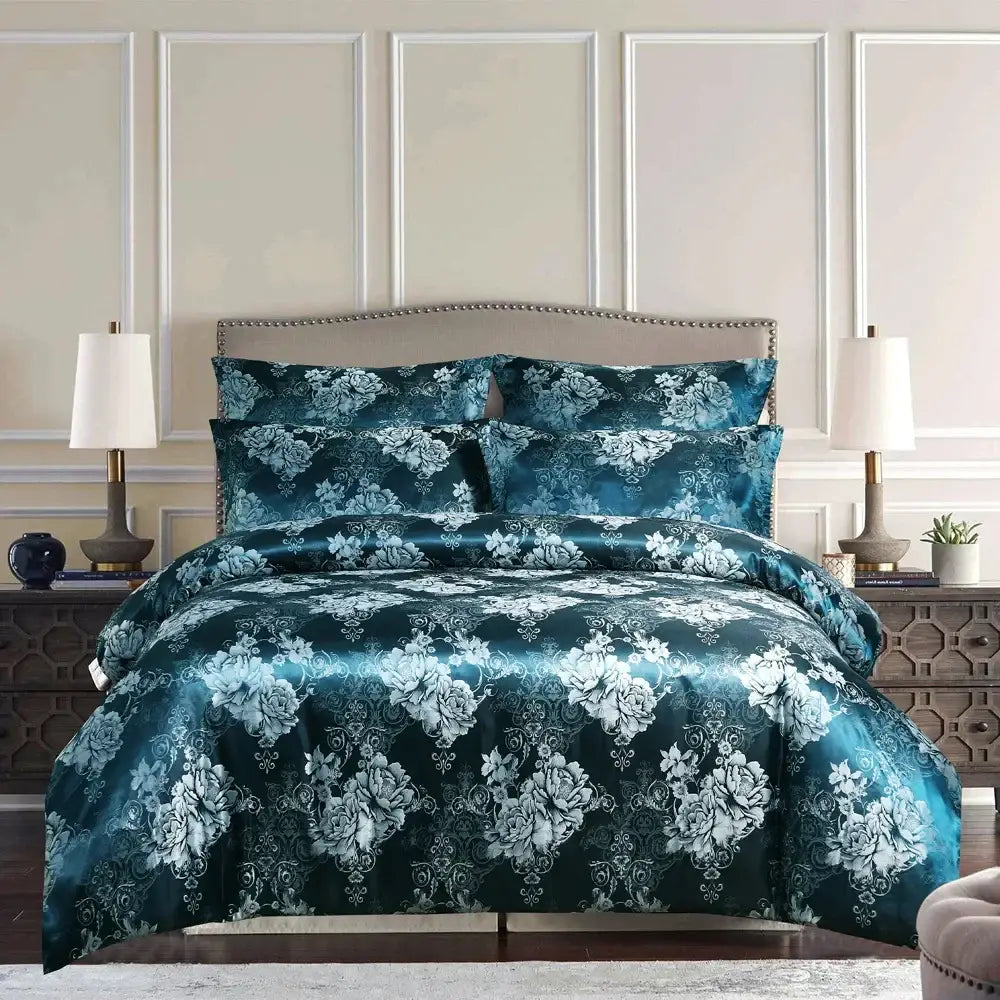 Luxury brown & gold damask duvet cover bedding set bedroom decor