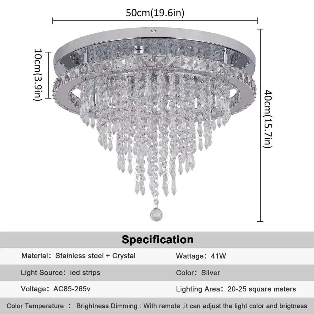 Luxury chrome crystal led ceiling chandelier dining room lamp