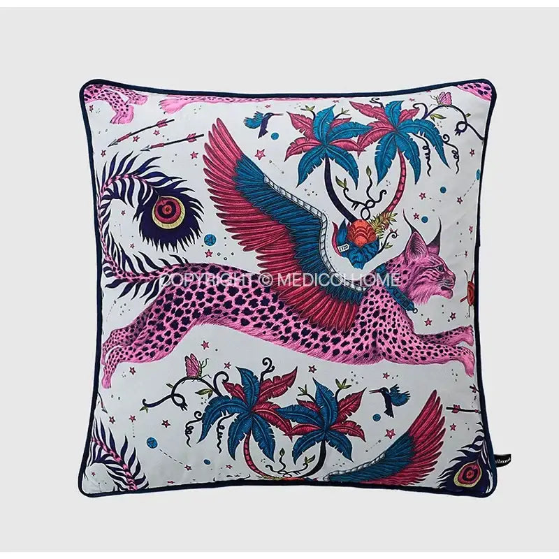 Luxury coral lynx velvet cushion cover living room pink & teal decor